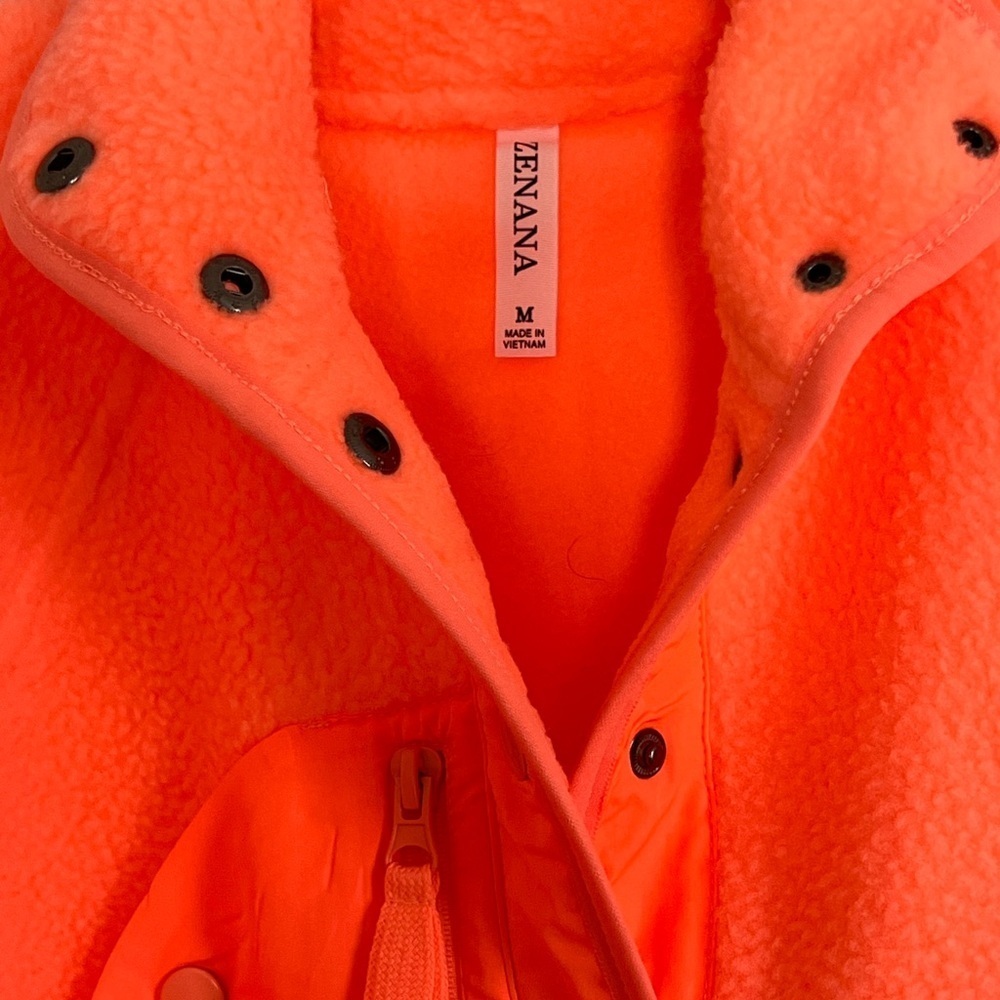 Button down fleece - Zenana neon orange - Picture 5 of 8